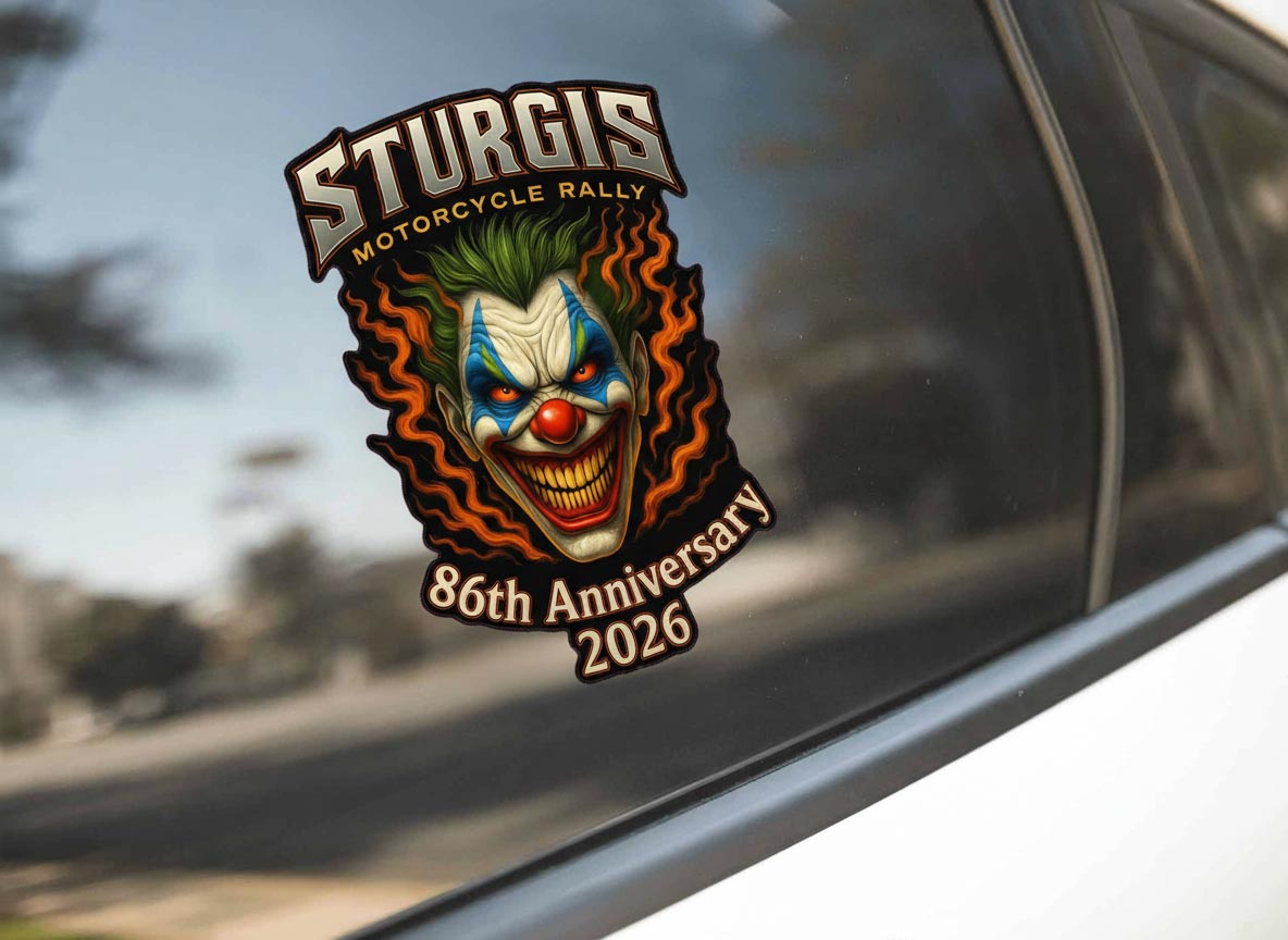 Insane Clown Sturgis decal applied to a vehicle window